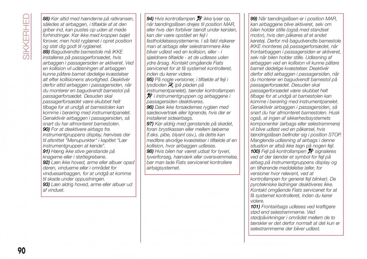 Fiat Tipo combi Bilens instruktionsbog / page 92