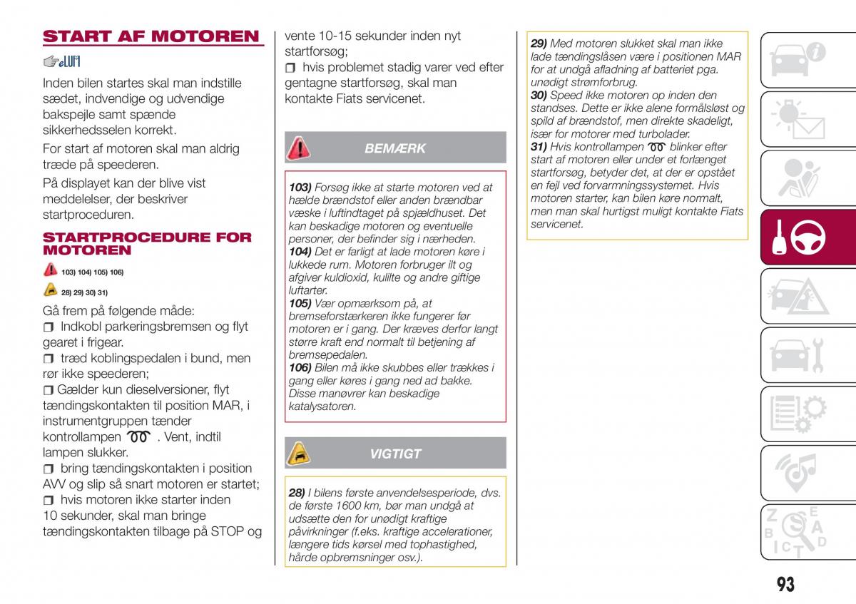 Fiat Tipo combi Bilens instruktionsbog / page 95