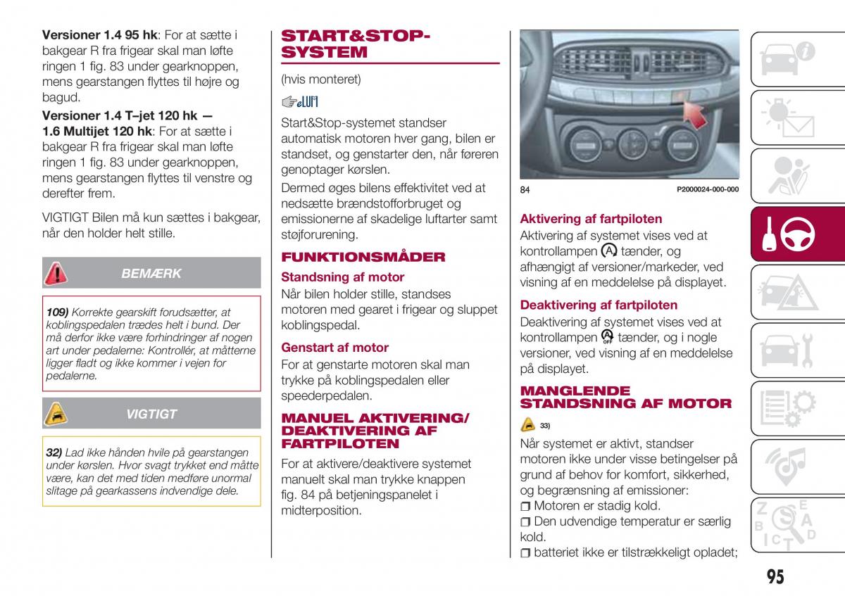 Fiat Tipo combi Bilens instruktionsbog / page 97