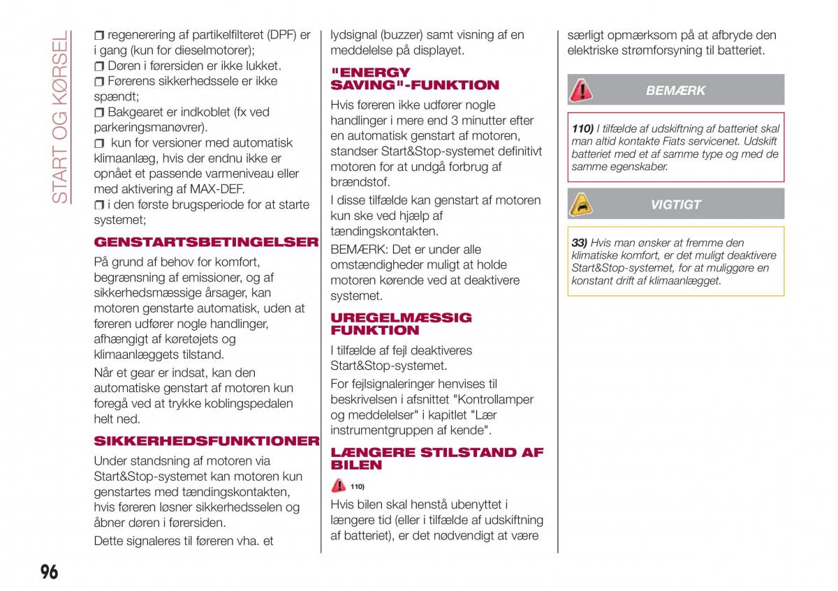 Fiat Tipo combi Bilens instruktionsbog / page 98