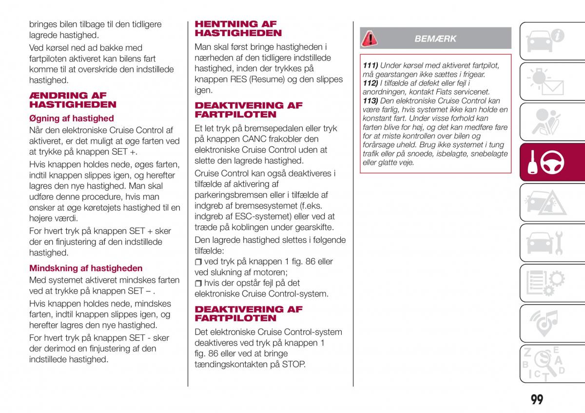 Fiat Tipo combi Bilens instruktionsbog / page 101