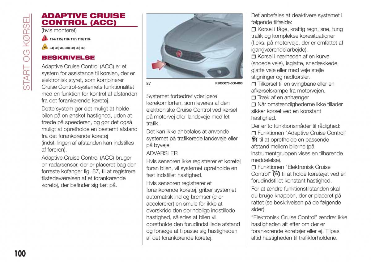 Fiat Tipo combi Bilens instruktionsbog / page 102