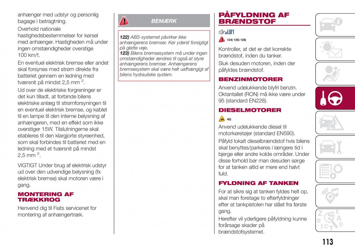 Fiat Tipo combi Bilens instruktionsbog / page 115