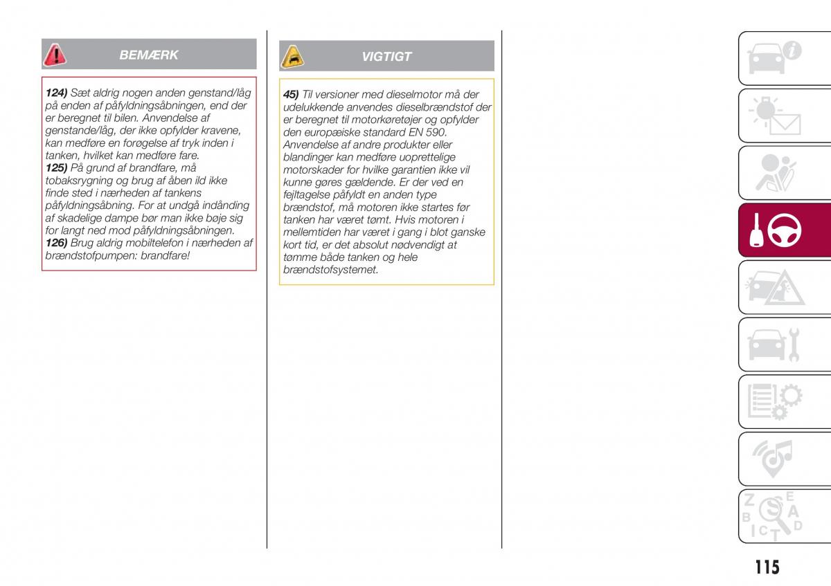 Fiat Tipo combi Bilens instruktionsbog / page 117