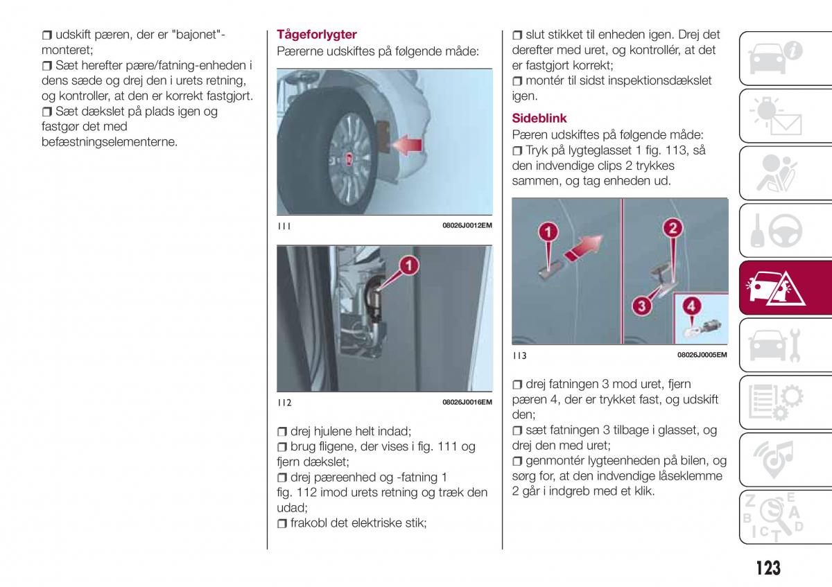 Fiat Tipo combi Bilens instruktionsbog / page 125