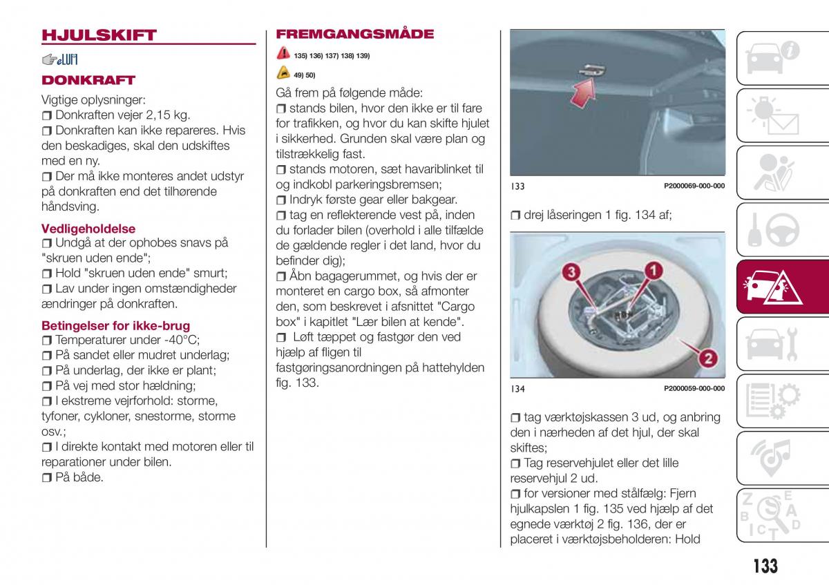 Fiat Tipo combi Bilens instruktionsbog / page 135