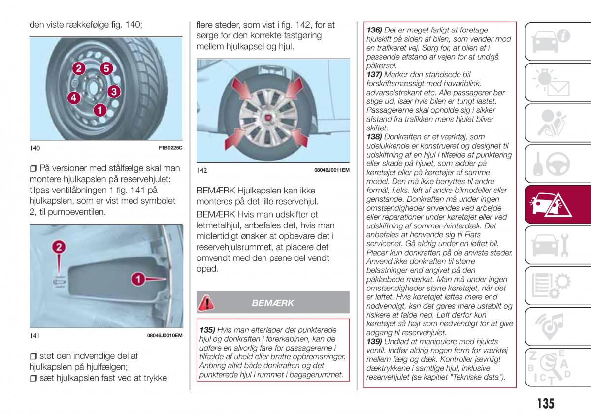 Fiat Tipo combi Bilens instruktionsbog / page 137