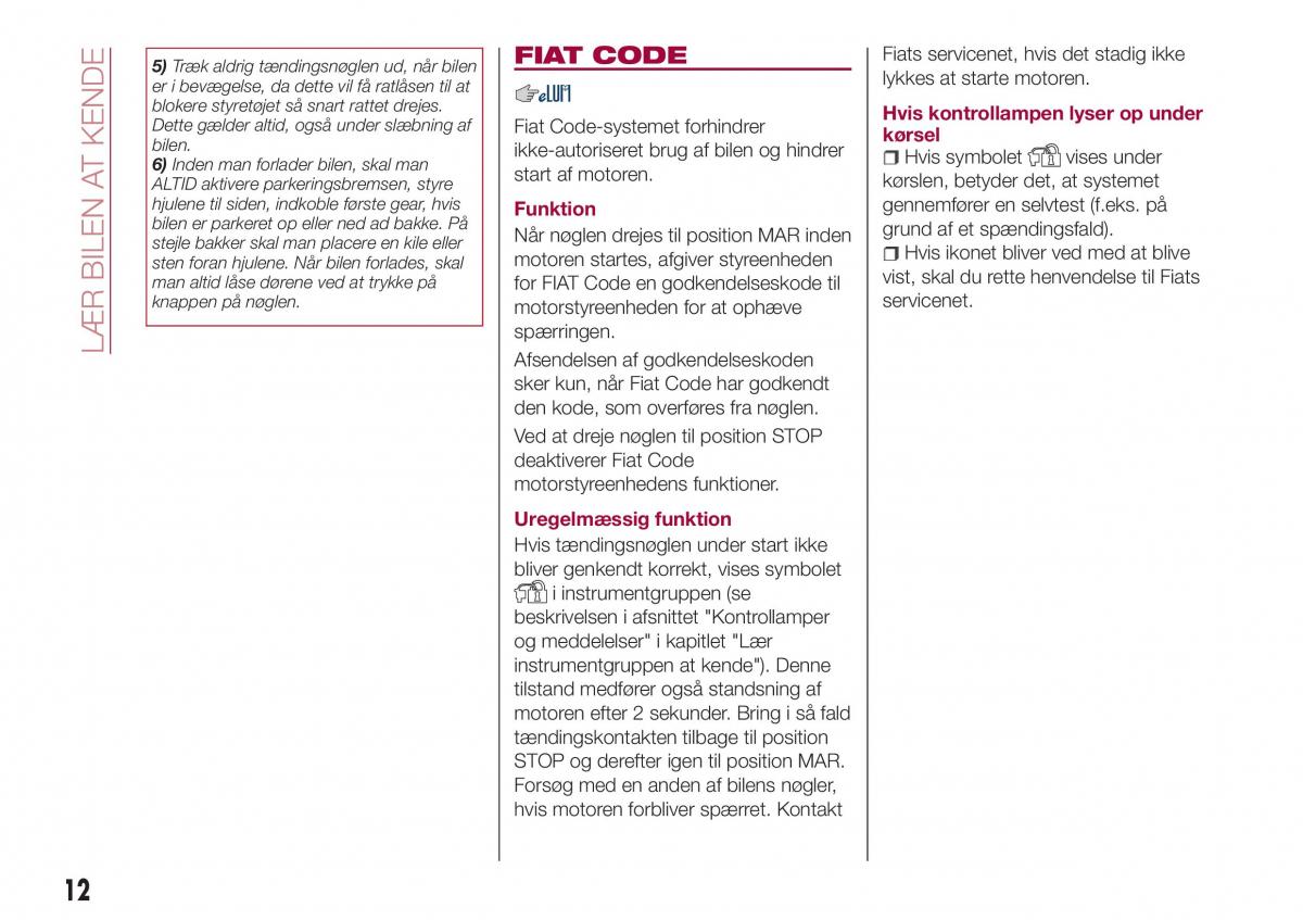 Fiat Tipo combi Bilens instruktionsbog / page 14