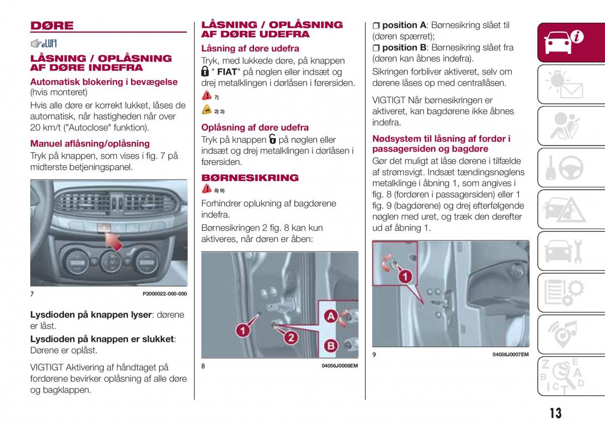 Fiat Tipo combi Bilens instruktionsbog / page 15