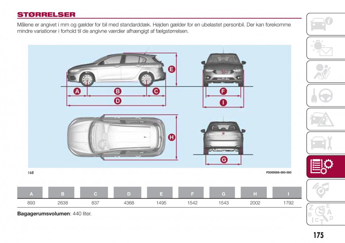 Fiat Tipo combi Bilens instruktionsbog / page 177