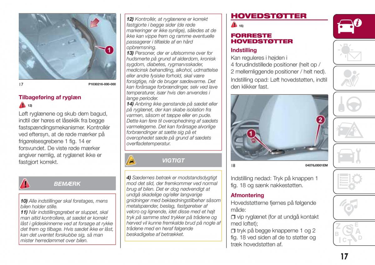 Fiat Tipo combi Bilens instruktionsbog / page 19