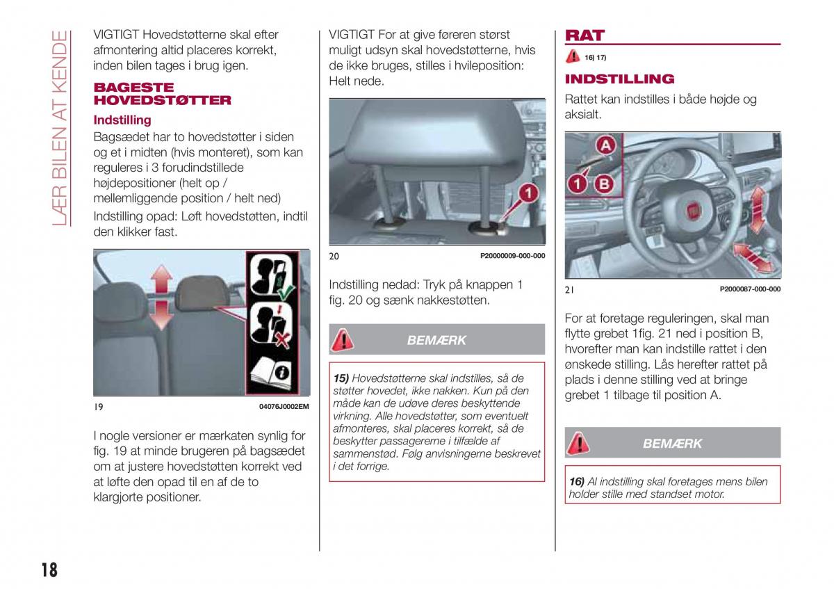 Fiat Tipo combi Bilens instruktionsbog / page 20