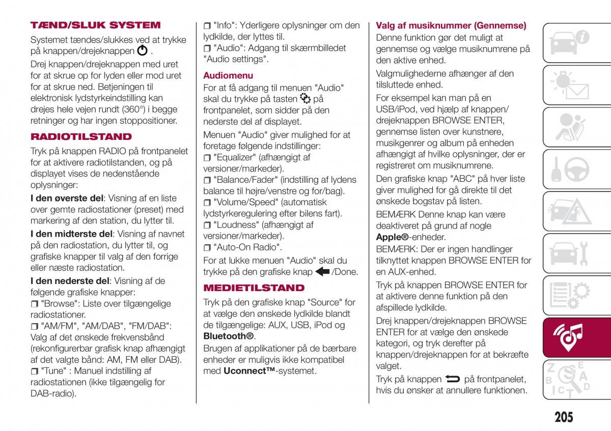 Fiat Tipo combi Bilens instruktionsbog / page 207