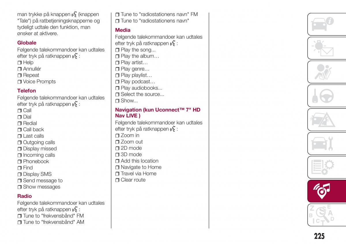 Fiat Tipo combi Bilens instruktionsbog / page 227