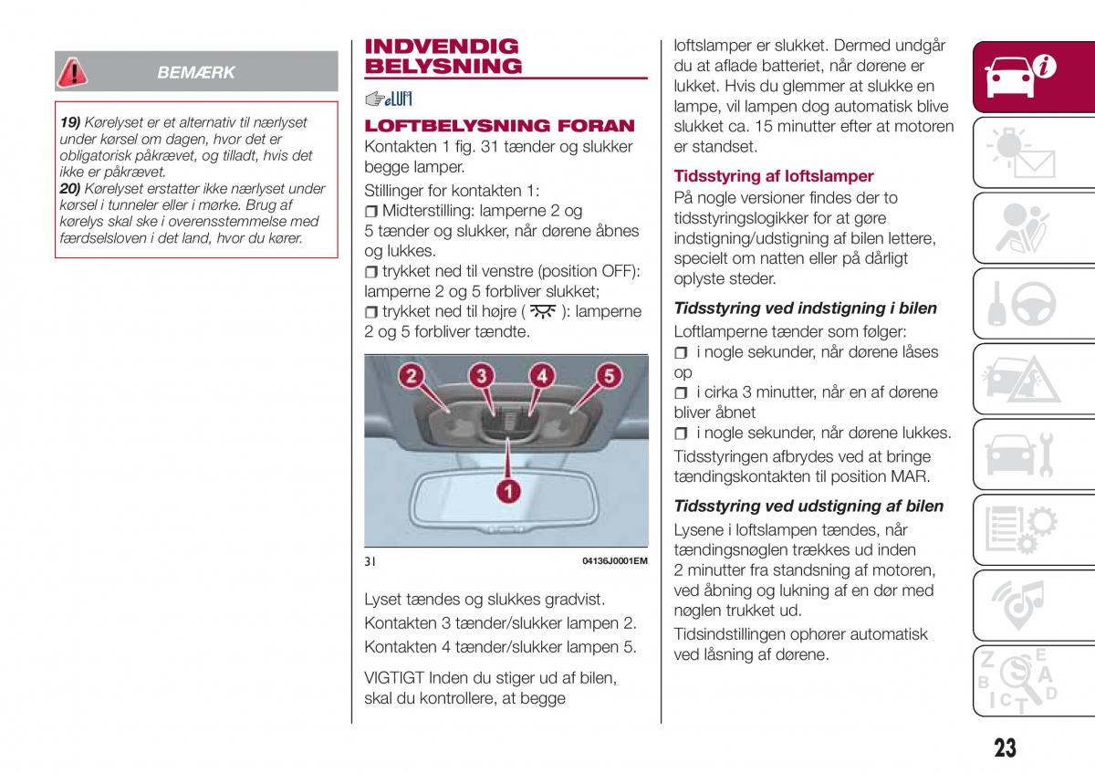 Fiat Tipo combi Bilens instruktionsbog / page 25