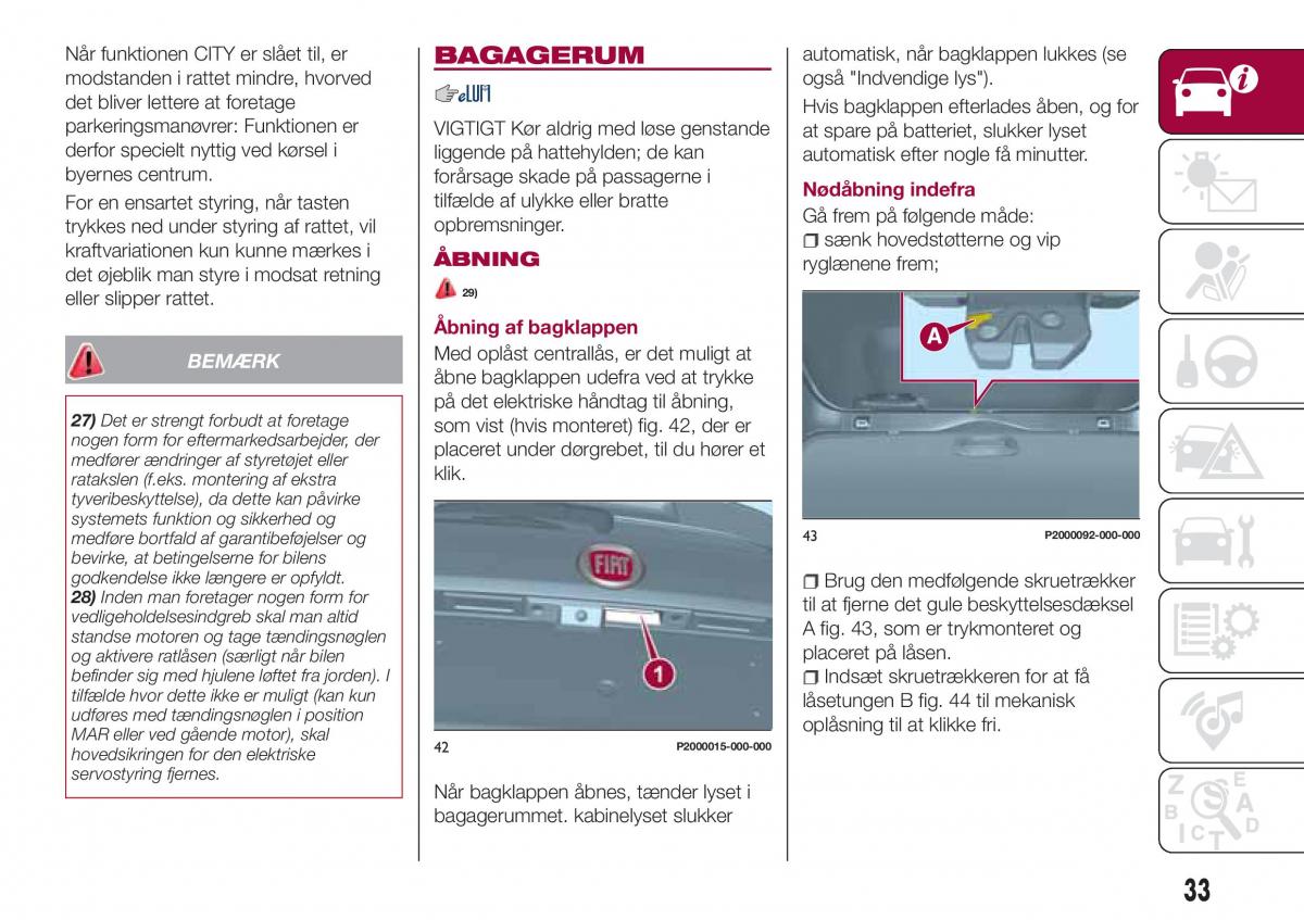 Fiat Tipo combi Bilens instruktionsbog / page 35