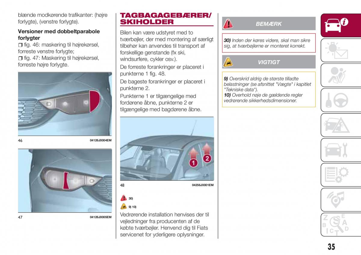 Fiat Tipo combi Bilens instruktionsbog / page 37