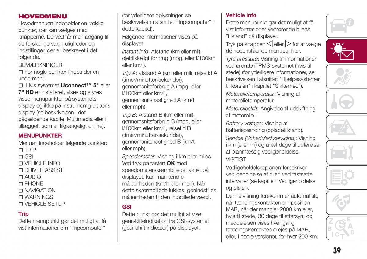 Fiat Tipo combi Bilens instruktionsbog / page 41