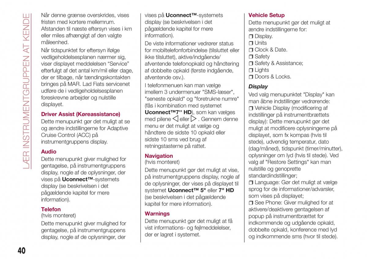 Fiat Tipo combi Bilens instruktionsbog / page 42