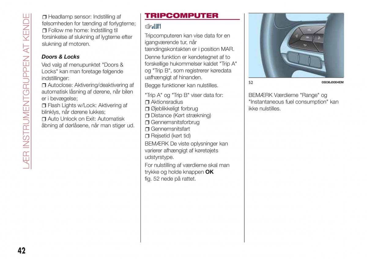 Fiat Tipo combi Bilens instruktionsbog / page 44