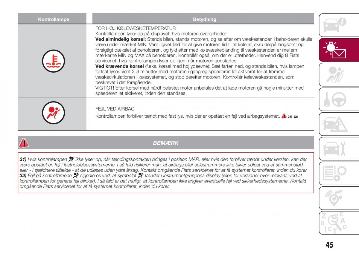 Fiat Tipo combi Bilens instruktionsbog / page 47