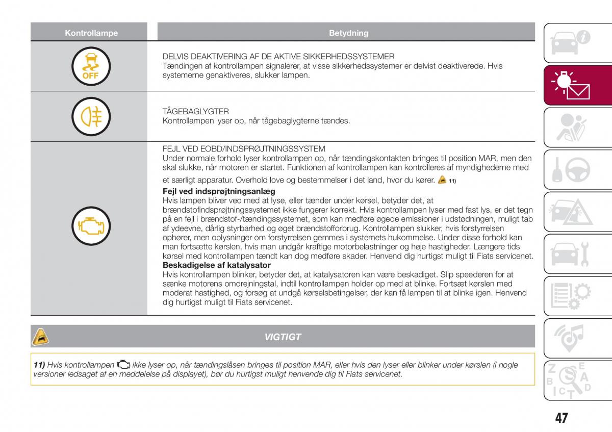 Fiat Tipo combi Bilens instruktionsbog / page 49