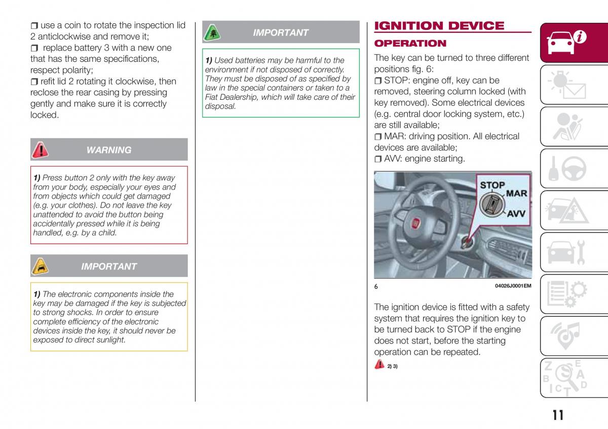 Fiat Tipo combi owners manual / page 13