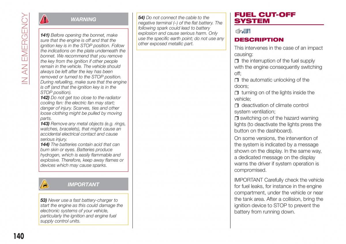 Fiat Tipo combi owners manual / page 142