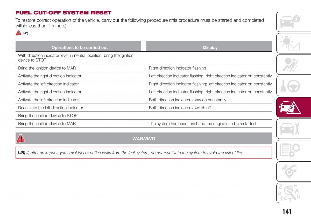 Fiat Tipo combi owners manual / page 143