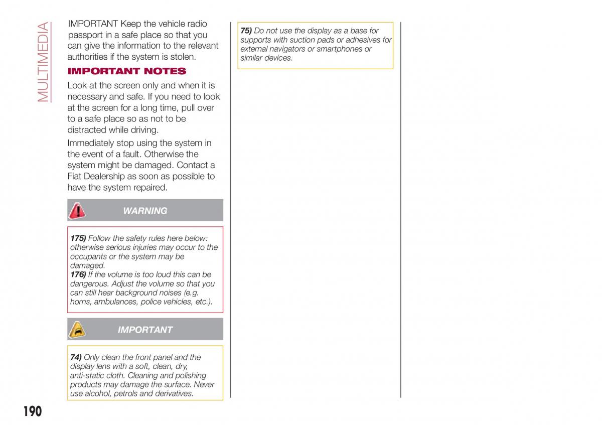 Fiat Tipo combi owners manual / page 192