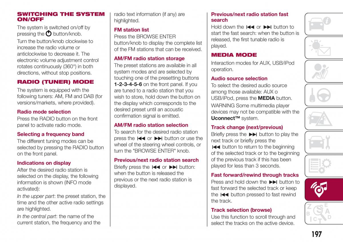 Fiat Tipo combi owners manual / page 199