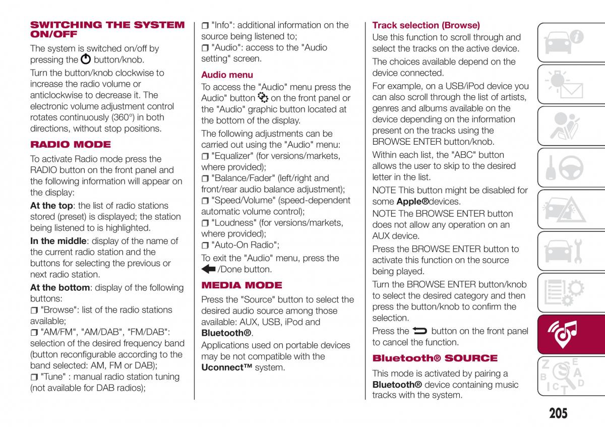 Fiat Tipo combi owners manual / page 207