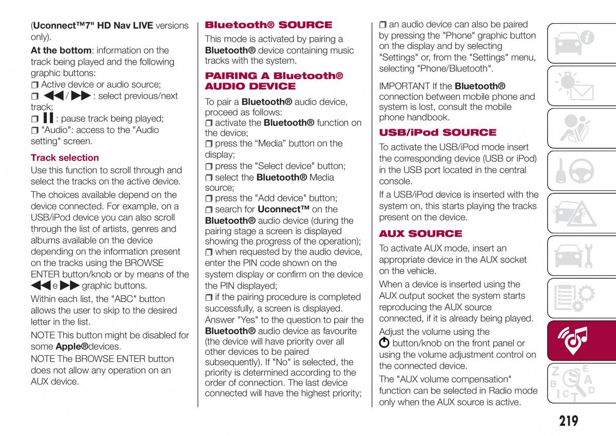 Fiat Tipo combi owners manual / page 221