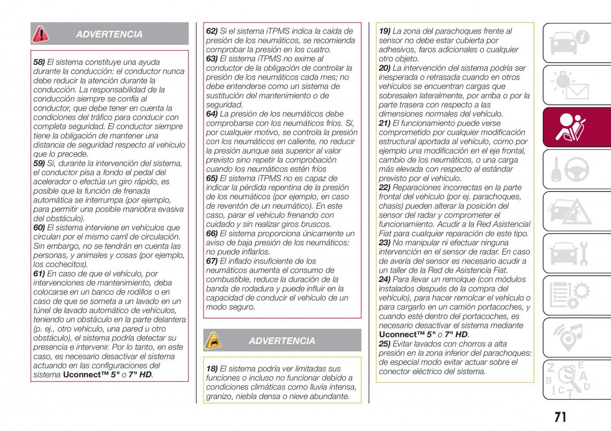 Fiat Tipo combi manual del propietario / page 73