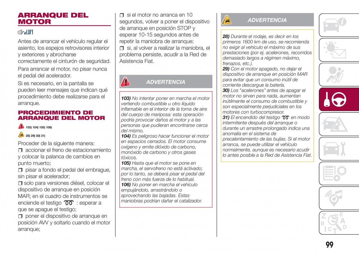 Fiat Tipo combi manual del propietario / page 101