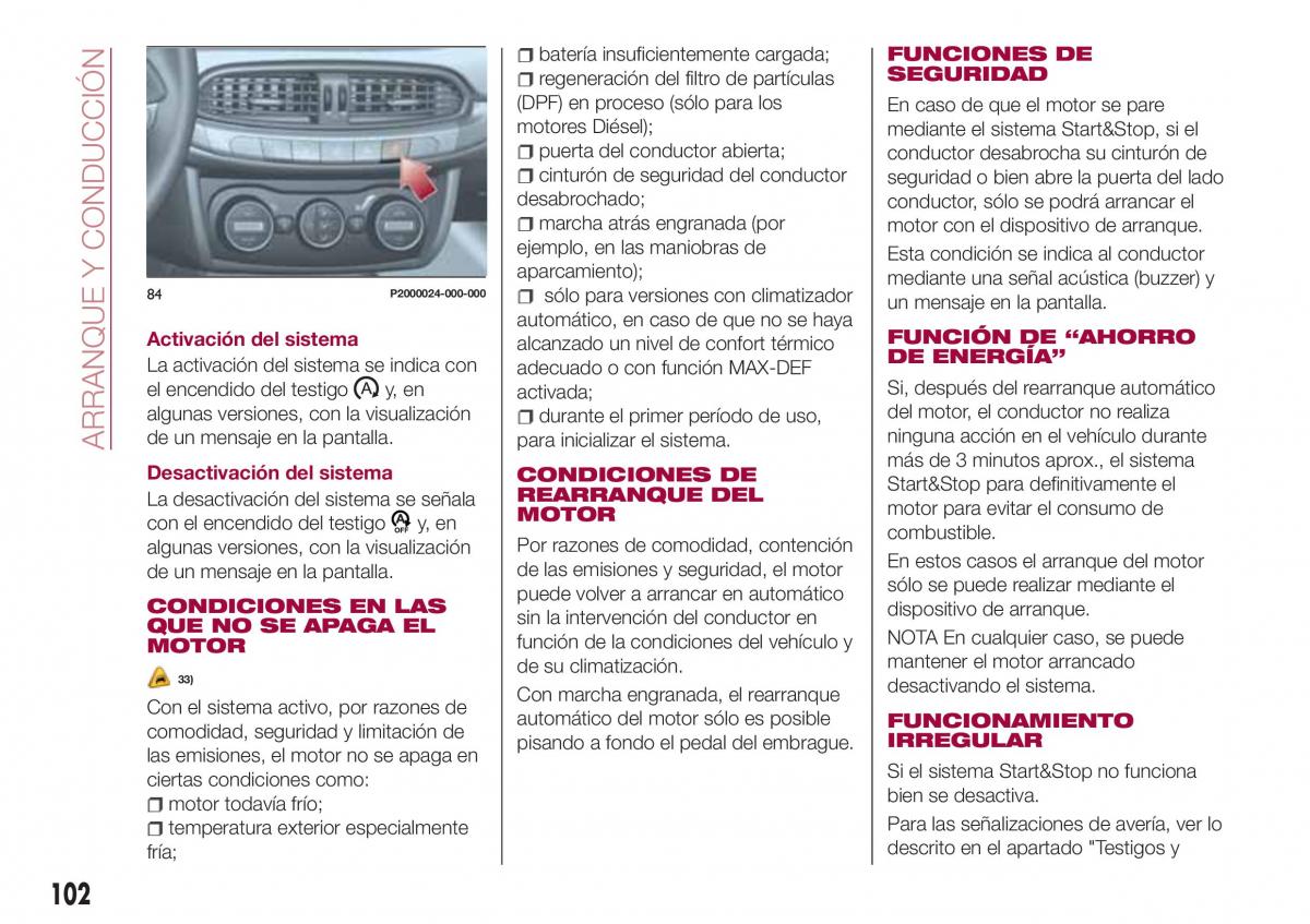 Fiat Tipo combi manual del propietario / page 104