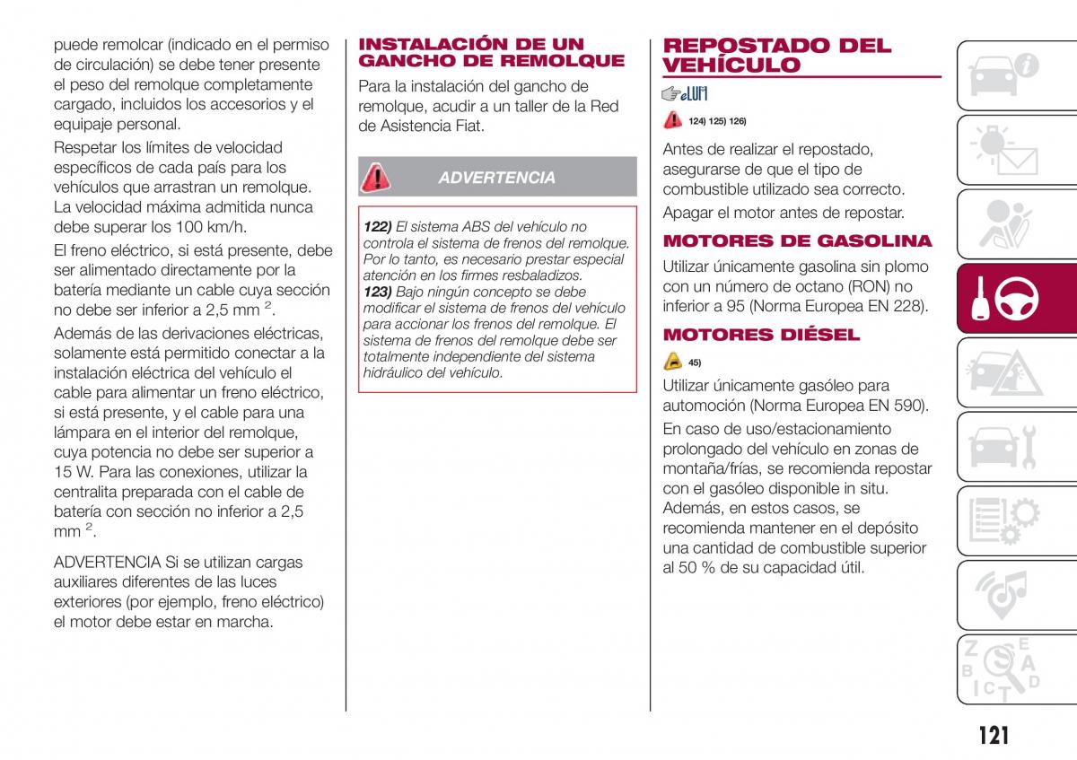 Fiat Tipo combi manual del propietario / page 123