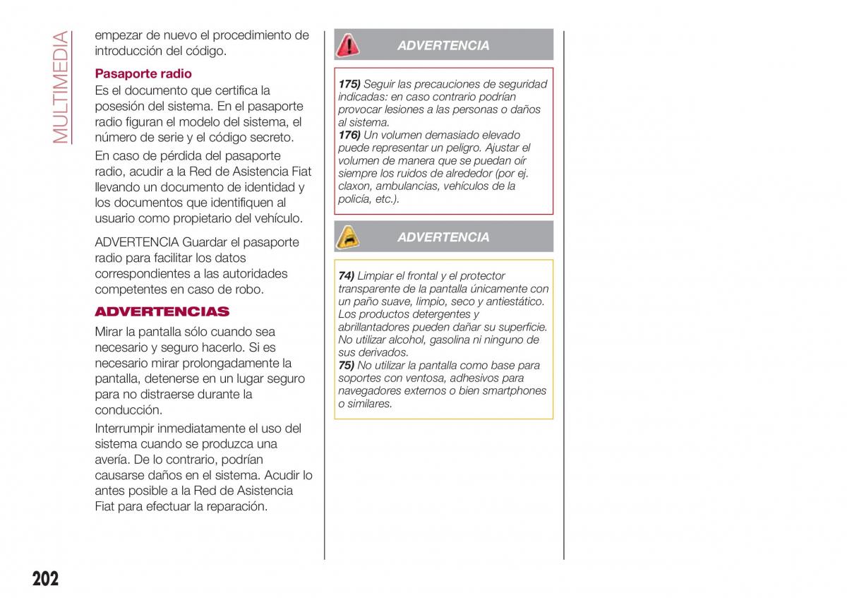 Fiat Tipo combi manual del propietario / page 204