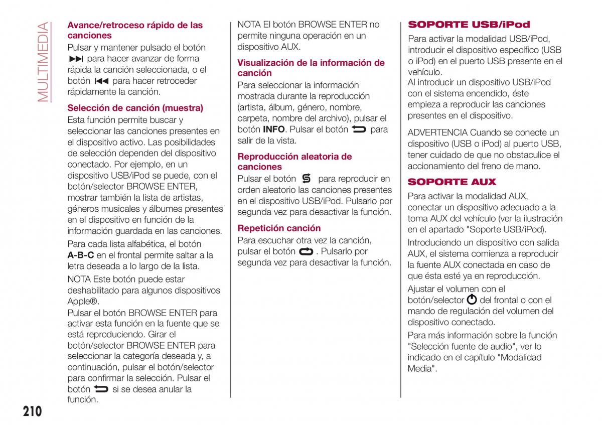 Fiat Tipo combi manual del propietario / page 212