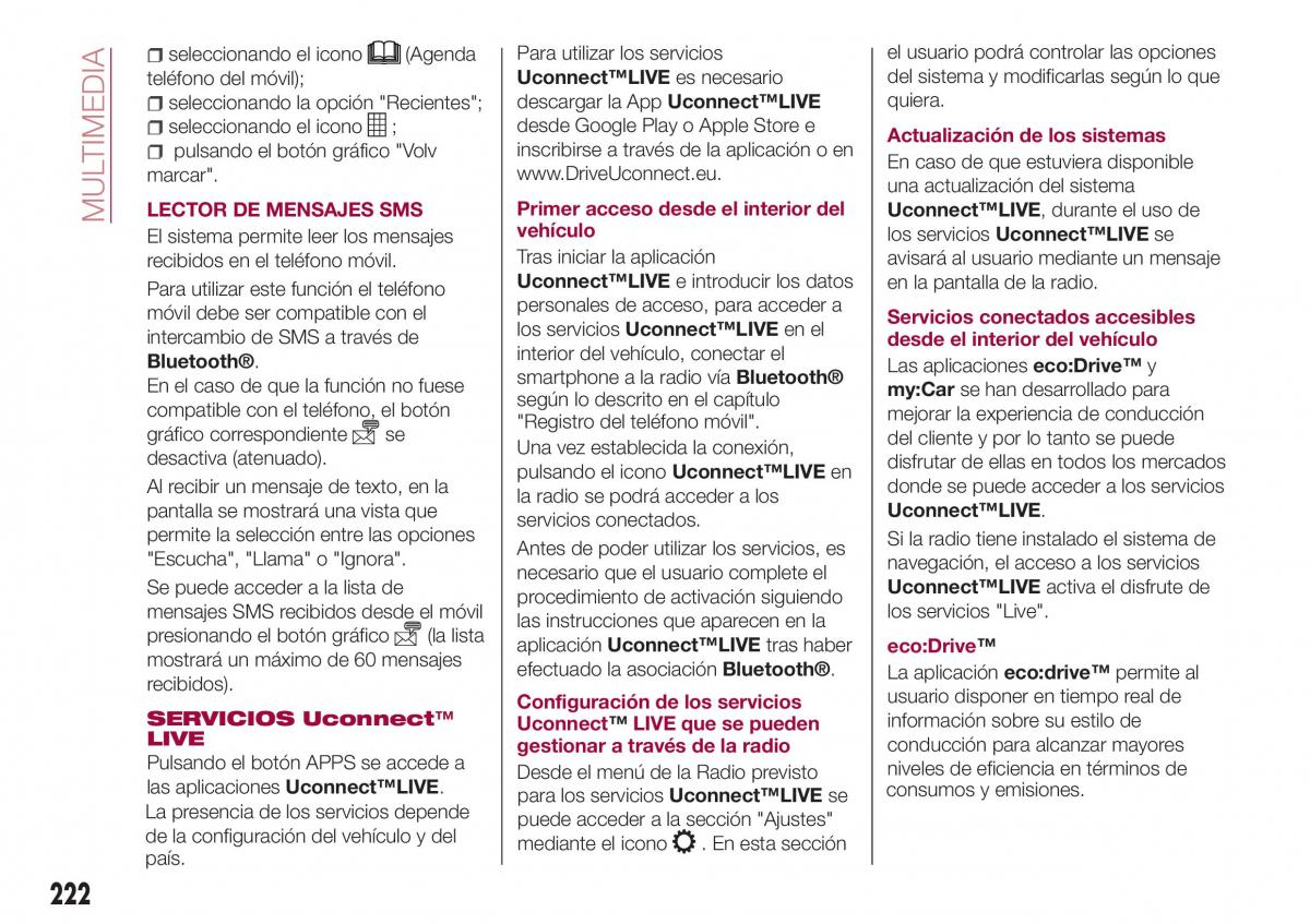 Fiat Tipo combi manual del propietario / page 224