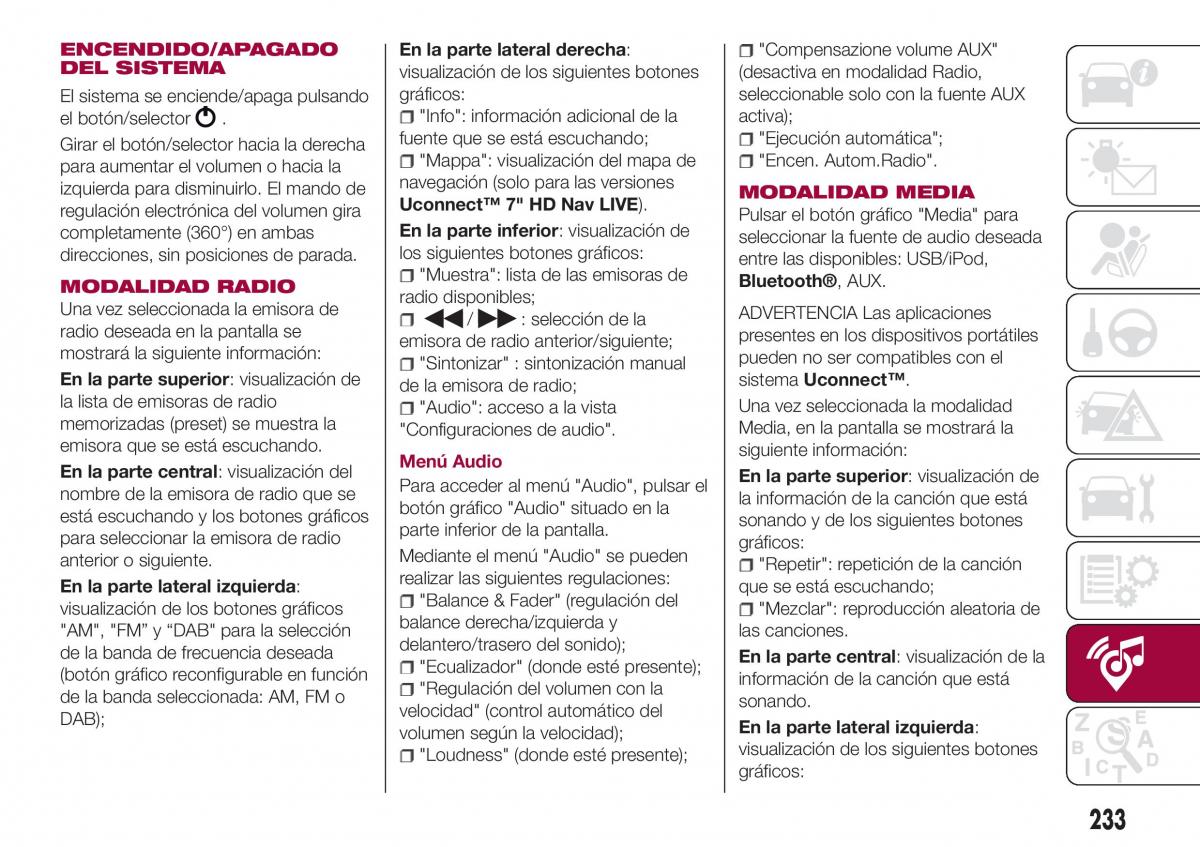 Fiat Tipo combi manual del propietario / page 235