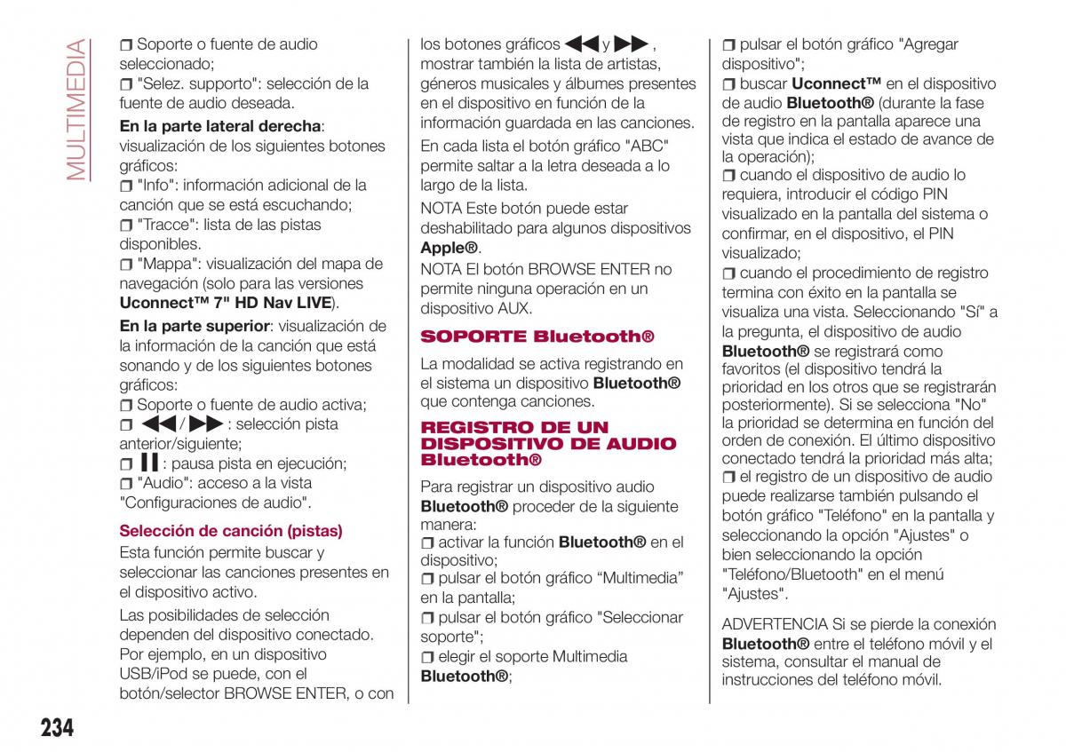 Fiat Tipo combi manual del propietario / page 236