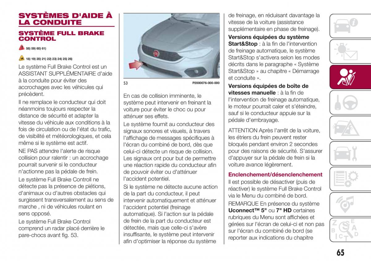 Fiat Tipo combi manuel du proprietaire / page 65