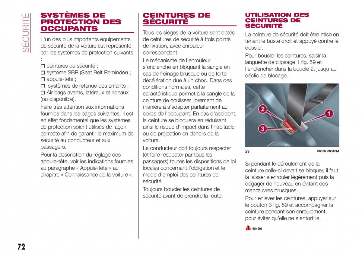 Fiat Tipo combi manuel du proprietaire / page 72