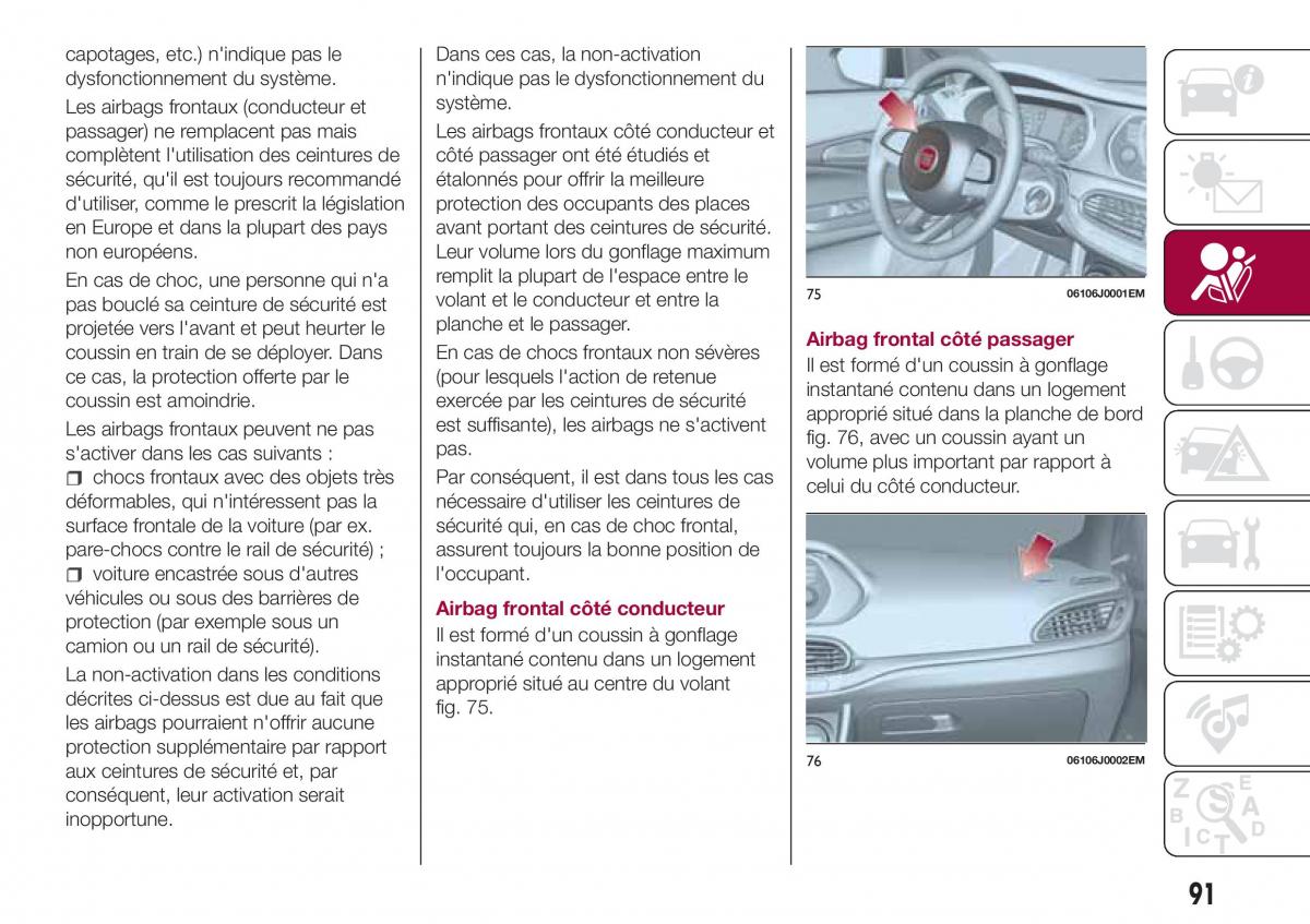 Fiat Tipo combi manuel du proprietaire / page 91