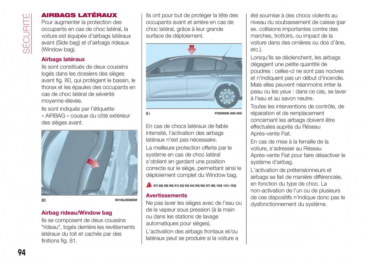 Fiat Tipo combi manuel du proprietaire / page 94