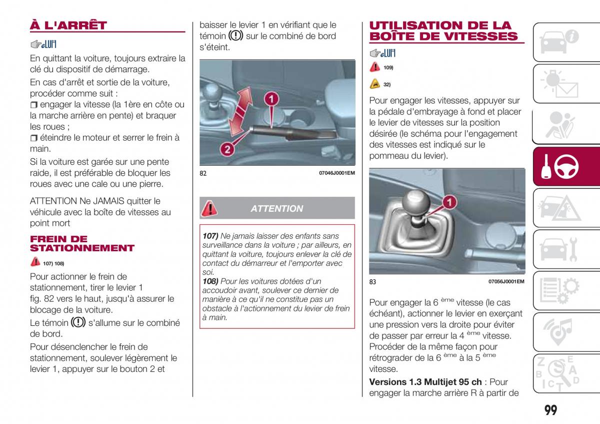 Fiat Tipo combi manuel du proprietaire / page 99