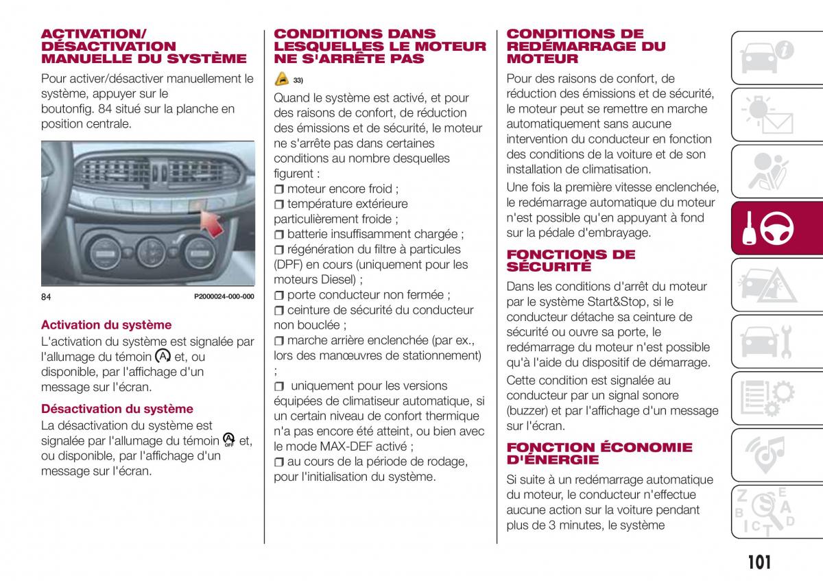 Fiat Tipo combi manuel du proprietaire / page 101