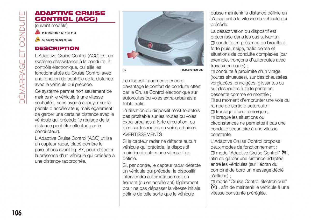 Fiat Tipo combi manuel du proprietaire / page 106