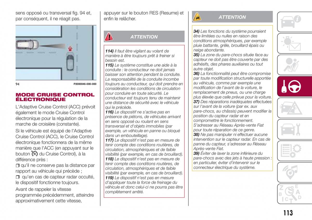 Fiat Tipo combi manuel du proprietaire / page 113